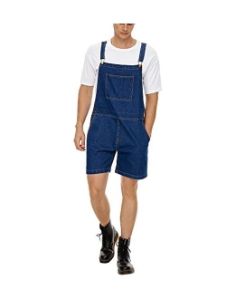 Zhangyan Denim Overalls with Printed American Flag Overalls with Bibs for Men and Women