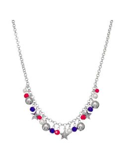 Celebrate Together Silver Tone Americana Shaky Beaded Necklace