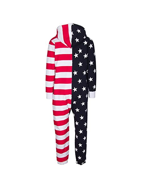 Woodies American Flag Onesie Patriotic USA One Piece Pajamas Unisex