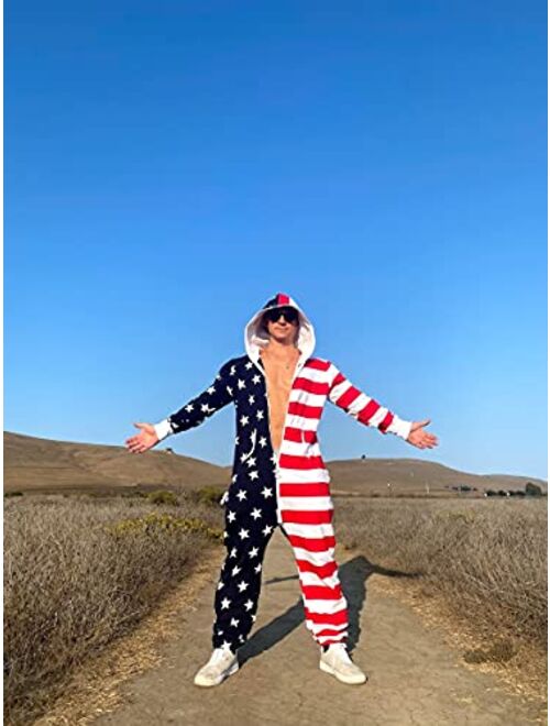 Woodies American Flag Onesie Patriotic USA One Piece Pajamas Unisex