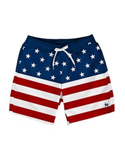 Patriotic Mens Swim Trunks 7 Inch Inseam with 4 Way Stretch and Classic Styles