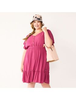 Plus Size Sonoma Goods For Life Ruffle-Sleeve Flounce-Hem Dress