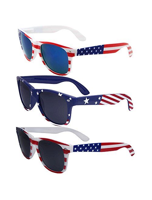Grinderpunch 3 Pairs Team USA Bulk American Sunglasses Flag Classic Patriot