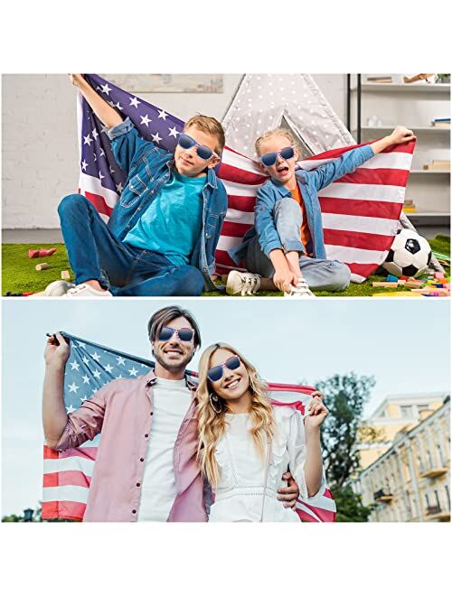 Weewooday 10 Pairs American Flag Sunglasses, Patriotic Flag Sunglasses, 80s Retro Style Sunglasses for Men Women Independence Day
