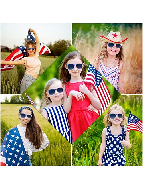 Weewooday 10 Pairs American Flag Sunglasses, Patriotic Flag Sunglasses, 80s Retro Style Sunglasses for Men Women Independence Day