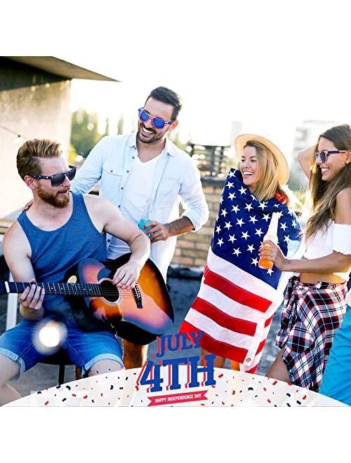 Weewooday 6 Pairs American Sunglasses Patriotic Sunglasses Classic 80s USA Flag Sunglasses American Retro Sunglasses for Men and Women 4th of July Independence Day