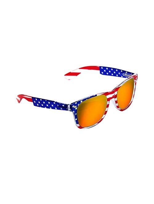 Lady&Home 3 Pairs American Patriot Flag Beach and July 4th Series Sunglasses -Red/Blue/Grey Lens
