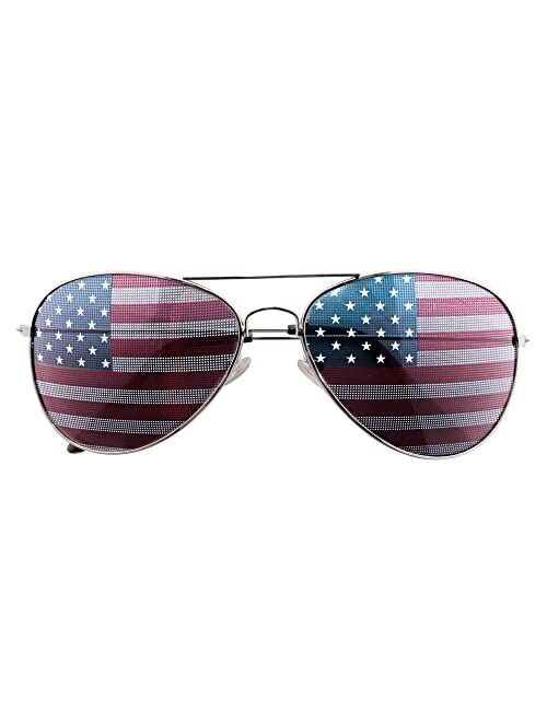 Super Z Outlet American USA Flag Design Metal Frame Aviator Sunglasses