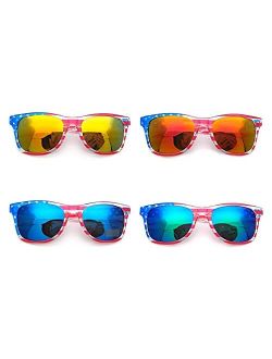 Hallwayee America Flag Sunglasses Patriotic Glasses for Independence Day Party 4PACK