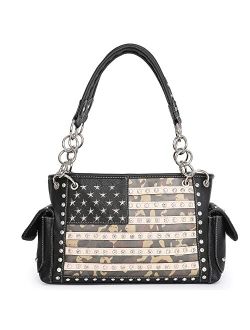 Montana West Women's Patriotic Studded Tote Satchel Handbags Concealed Carry Purse Crossbody Bags