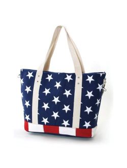Wondermolly Stars and Stripes USA Flag Canvas Tote Bag