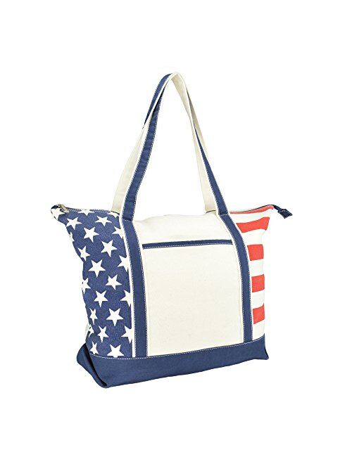 DALIX Flag Tote Bag USA American Pride Star Spangled Stars Stripes Shopping Grocery Bag