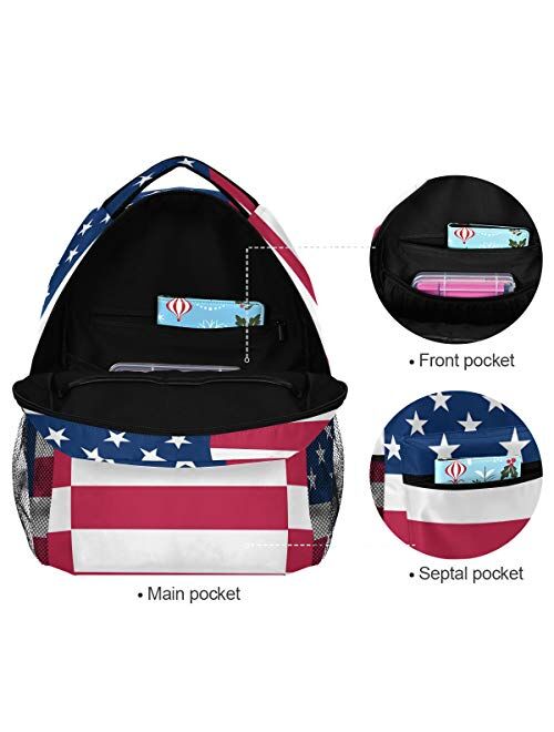Nander Backpack Travel American Flag School Bookbags Shoulder Laptop Daypack College Bag for Womens Mens Boys Girls