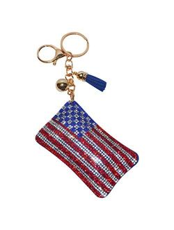 Popfizzy Keychain for Women and Girls Bling Rhinestone Purse Charms Backpack Accessories, Cute Key Fob Tassel Key Chain