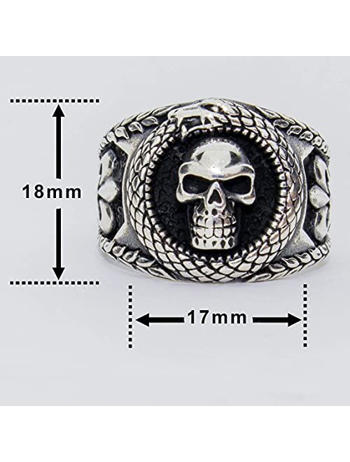 Babylon Silver Solid 925 Sterling Silver Retro Gothic Biker Skull Luxury Turkish Men's Ring