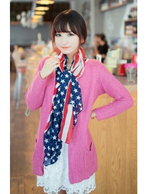 LibbySue-Red, White and Blue, Patriotic American Flag Scarf