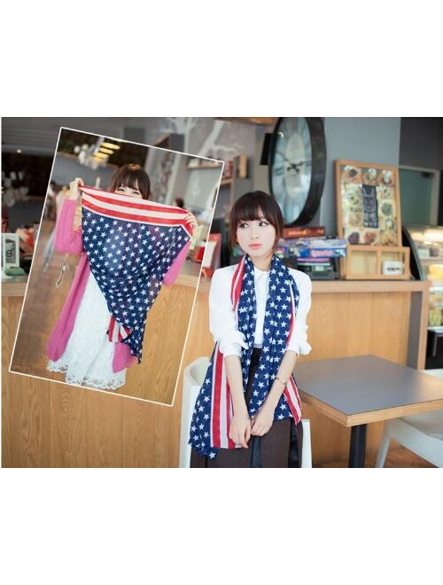 LibbySue-Red, White and Blue, Patriotic American Flag Scarf