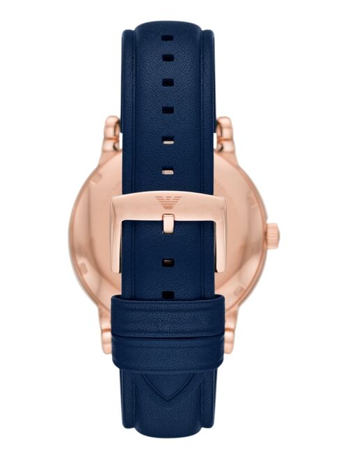 Emporio Armani Men's Automatic Blue Leather Strap Watch 43mm