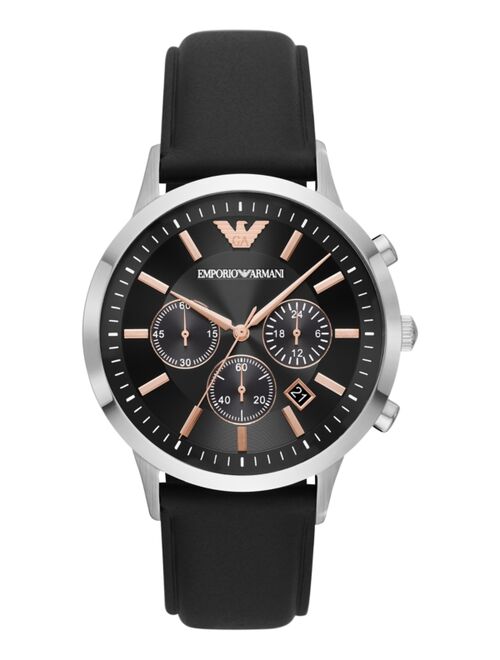 Emporio Armani Men's Chronograph Black Leather Strap Watch 43mm