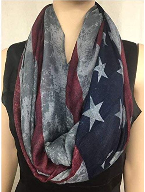 REINDEAR Vintage Faded American Flag Scarf / 4th of July Scarf/Team USA/American Flag/Gift for Her