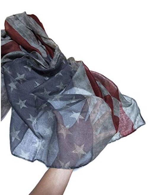 REINDEAR Vintage Faded American Flag Scarf / 4th of July Scarf/Team USA/American Flag/Gift for Her
