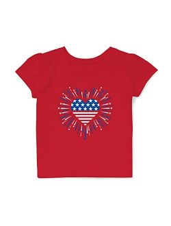 Wild and Happy Kids Fourth of July 4th T Shirt USA American Flag Tshirt Patriotic Toddler Girls