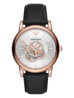 Men's Automatic Black Leather Strap Watch 43mm