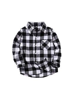 Cnsskj Boys Plaid Button Down Shirt Boys Long Sleeve Shirts Baby Flannel Shirt Boys Western Shirts Toddler Boys Dress Shirt