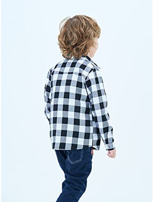 Cnsskj Boys Plaid Button Down Shirt Boys Long Sleeve Shirts Baby Flannel Shirt Boys Western Shirts Toddler Boys Dress Shirt