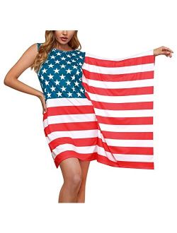 Maisolly Women Summer 4th of July USA Flag Costume Dress