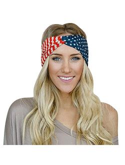 Huachi American Flag Women Headbands Twist, 4th of July Hair Accessories