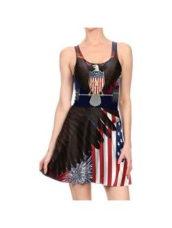 Votuleazi July 4, 2022 Summer Women's Dress American Flag Print Sleeveless Independence Day Dress