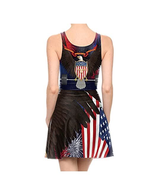 Votuleazi July 4, 2022 Summer Women's Dress American Flag Print Sleeveless Independence Day Dress