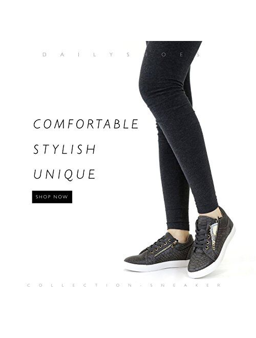 DailyShoes Women's Comfortable Side Pocket Flat Sneaker Shoes