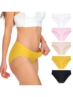 XINBANG Seamless Underwear Women Briefs Seamless Underwear Soft Breathable Panties Stretch Briefs Plus Size 5-Pack