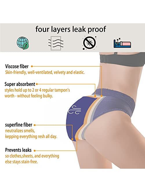 CUBONA Women's Period Underwear,High-Absorption,Four Layers Leak-Proof