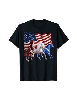 Artist Unknown Patriotic Horse American Flag - Horse Vintage T-Shirt
