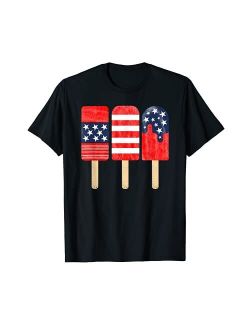 4th Of July Independence Day Gift 4th of July Popsicle Red White Blue American Flag Patriotic T-Shirt