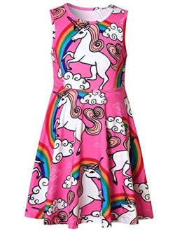 Perfashion Rainbow Unicorn Dress for Girls Sleeveless Party Birthday Clothes