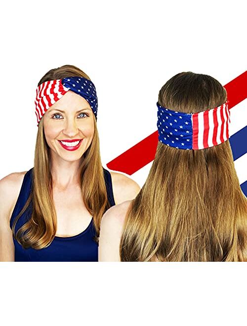Shimmer Anna Shine Red White and Blue Patriotic American Flag Headband USA (Cotton Stars and Stripes)