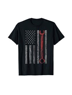 Vintage Diesel Mechanic Usa Flag Tee Vintage Distressed Mechanic Shirt: Mechanic USA Flag T-shirt