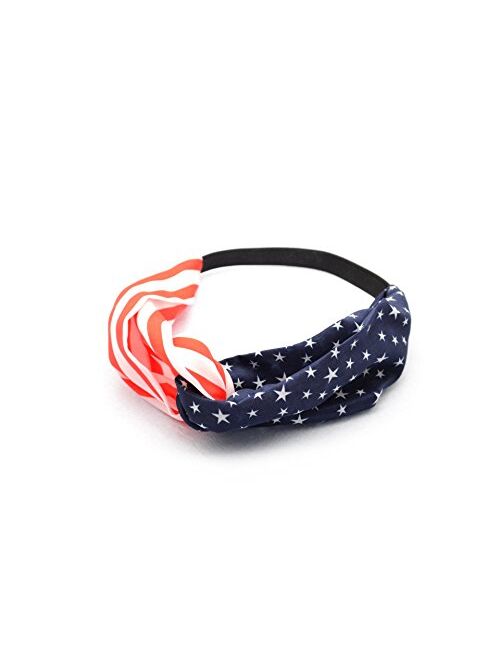 HAOYOU American Flag Red White Blue Patriotic Bandana for Women 4th of July Decorations (Rabbit Ears), 1 Count (Pack of 1)