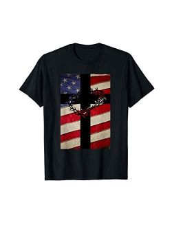 God Jesus Flag Themed July 4th Gift Shirts Christian Patriotic T Shirt - New Christianity T-Shirt