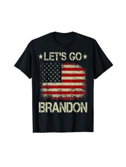 Artist Unknown Let's Go Brandon Vintage American Flag Patriotic on back T-Shirt