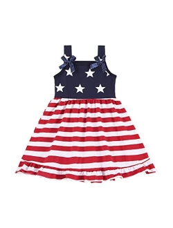 Cm C&M Wodro Toddler Baby Girls Summer Outfit Stars and Stripes Bow-Knot Dress Independent's Day Suits