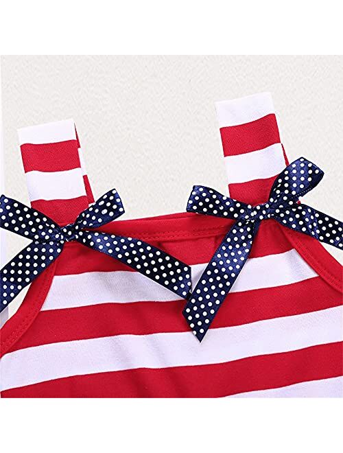 Cm C&M Wodro Toddler Baby Girls Summer Outfit Stars and Stripes Bow-Knot Dress Independent's Day Suits