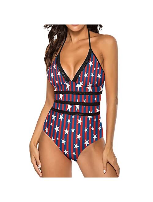 Adugen Origei Bikini National Flag,American Bathing Suit Women's Swimwear One-Piece Swimsuit Tummy Control Swimsuits S