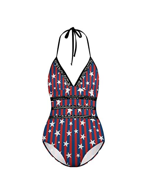 Adugen Origei Bikini National Flag,American Bathing Suit Women's Swimwear One-Piece Swimsuit Tummy Control Swimsuits S