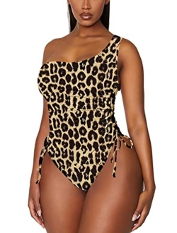 Viottiset Women's Ruched High Cut One Piece Swimsuit Tummy Control Monokini Bikini