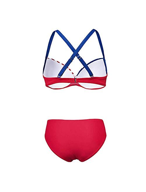 Loel&Reg LOEL Fashion Sexy Lady Padded Athletic Two-Piece USA American Flag Fringe Tassel Swimsuits